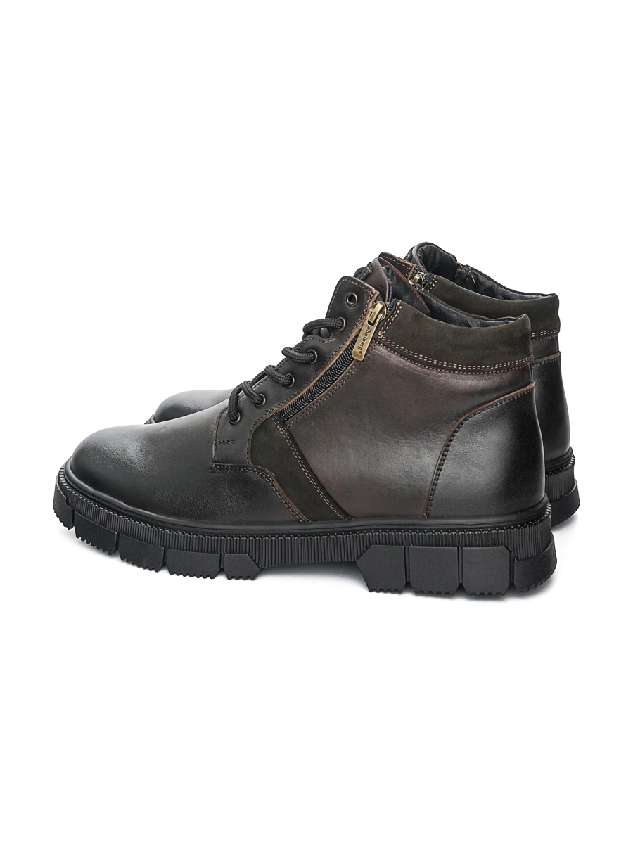 Ботинки-дерби темно-коричневого цвета на низком каблуке